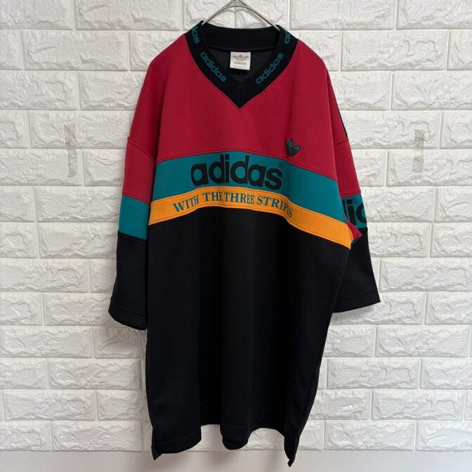 adidas デサント製 ゲームシャツ O トレフォイル ビッグロゴ