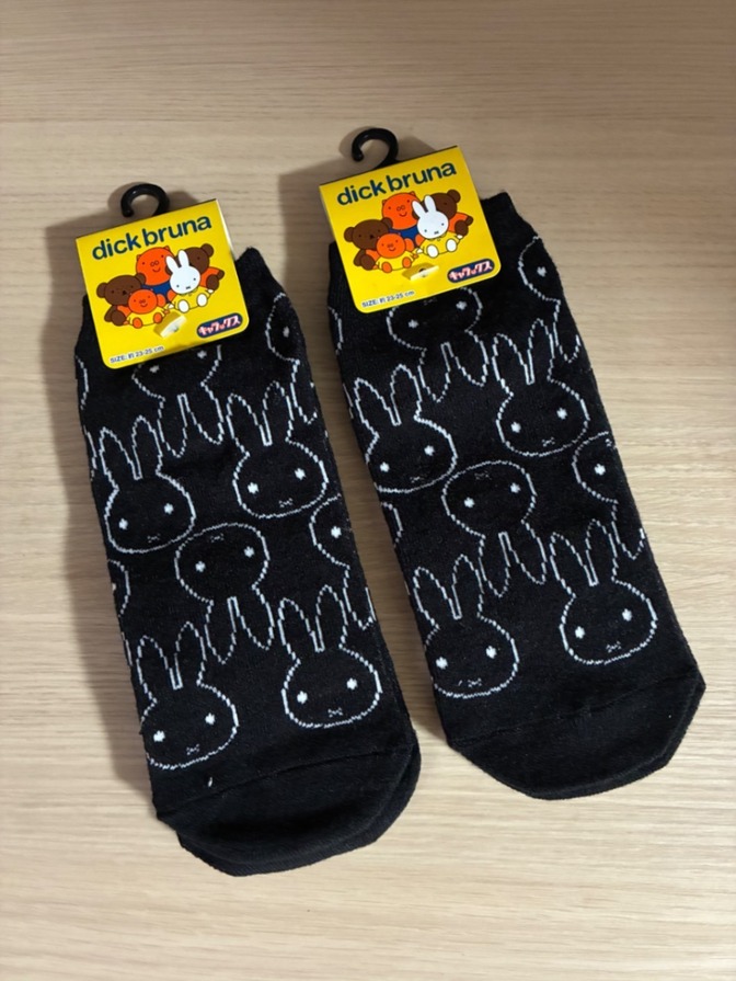 ミッフィー 靴下 2足セット ブラック 23-25cm キャラクターソックス
