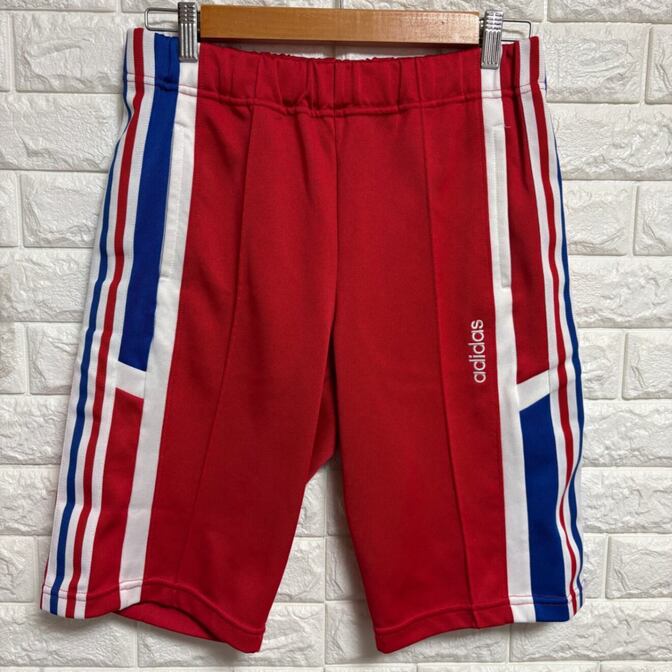 【希少】 adidas デサント製 トラックショーツ 赤 青 白 ヴィンテージ