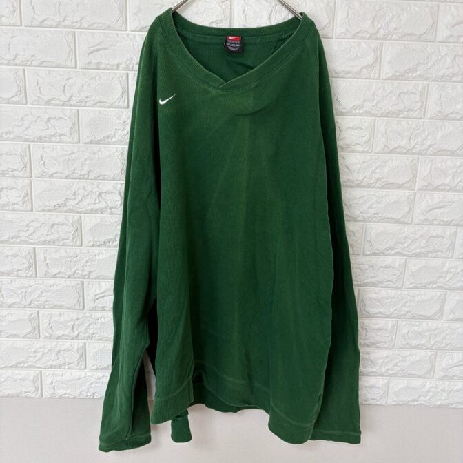 NIKE TEAM ナイキ サーマル Vネック ロンT XXL 緑 刺繍 00s