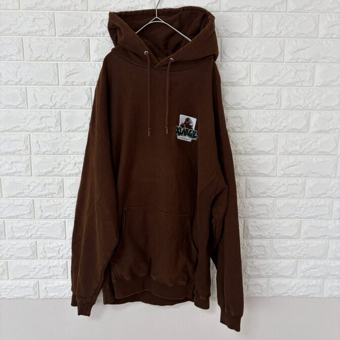 XLARGE パーカー XL ブラウン ゴリラ 刺繍 ビッグロゴ オーバーサイズ