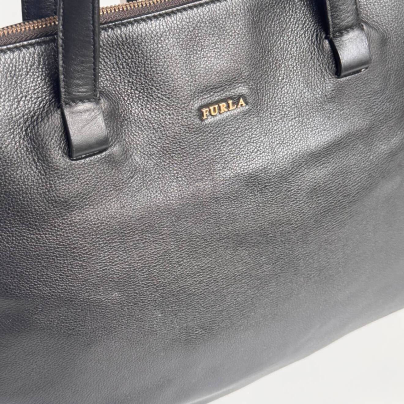 FURLA フルラ レザー トートバッグ ビジネス A4 黒 収納袋付｜リベ