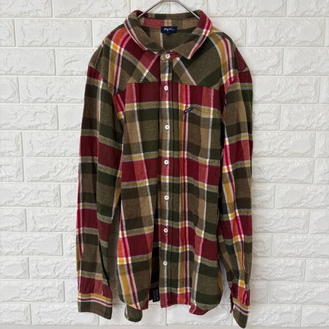 LRG チェックシャツ L ネルシャツ 長袖 マルチカラー ストリート Y2K