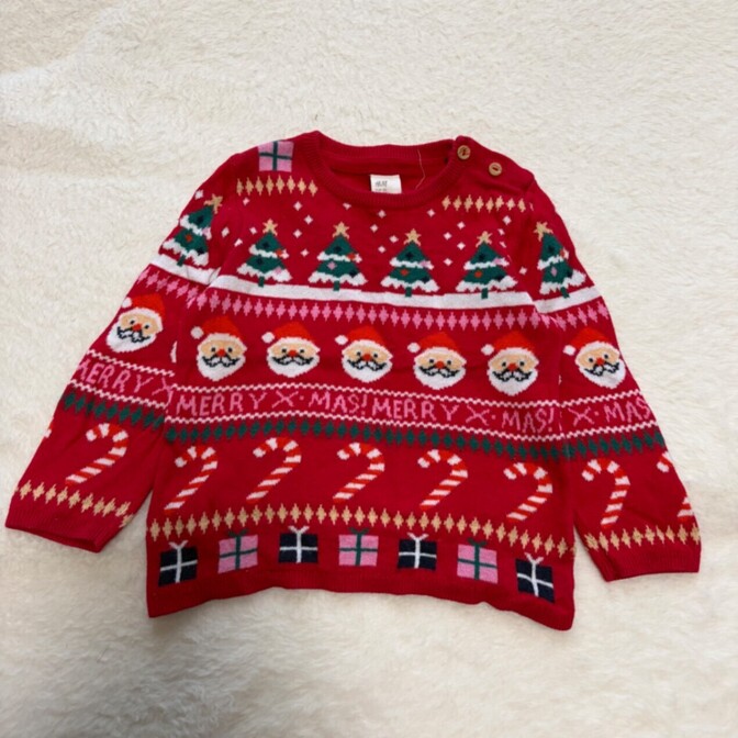 H&Mクリスマス総柄ニット　アグリーセーター80cm