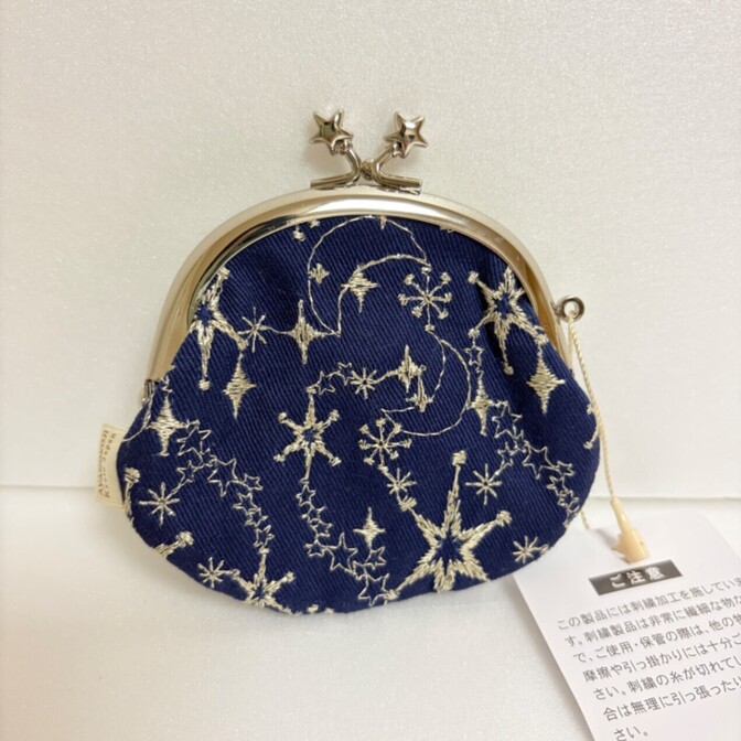 【手乗りサイズ】綾小路 AYANOKOJI がま口財布 星座刺繍 星空 紺 新品未使用 ウォレット