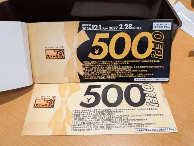 ステーキ宮　割引クーポン(５００円分)