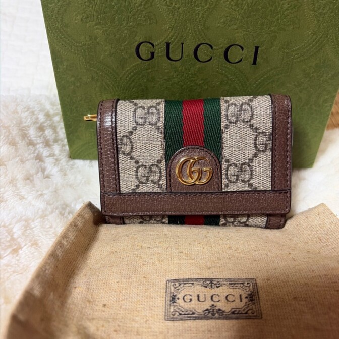 【極美品】GUCCI オフィディア 三つ折り財布 GGスプリーム　グッチミニ財布　ご褒美に♡