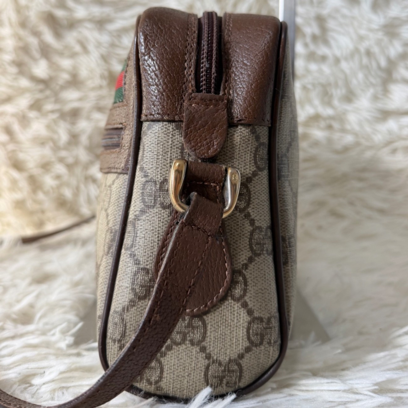 希少 グッチ シェリーライン GG キャンバス レザー ショルダーバッグ
