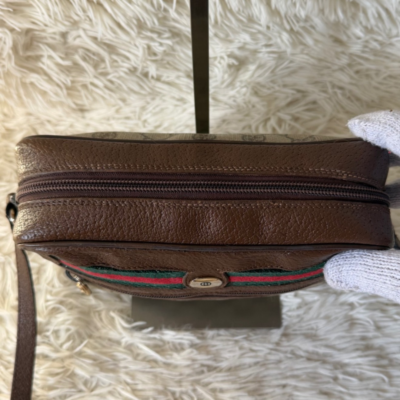 希少 グッチ シェリーライン GG キャンバス レザー ショルダーバッグ