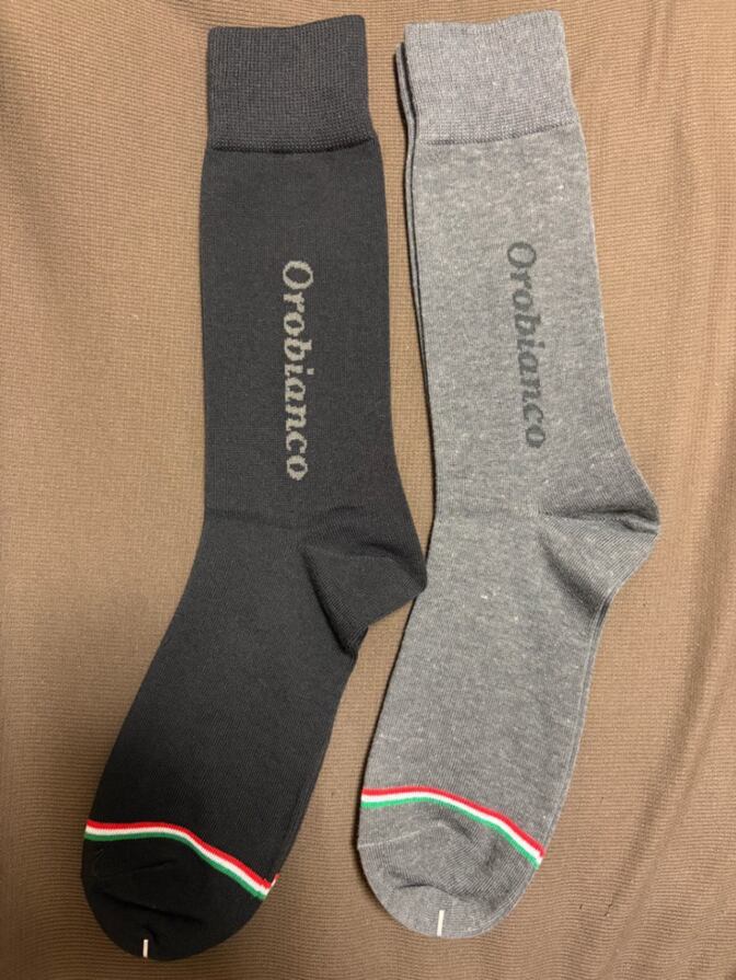 新品・未使用 オロビアンコ Orobianco メンズ ソックス 靴下 2足セット ブラック グレー