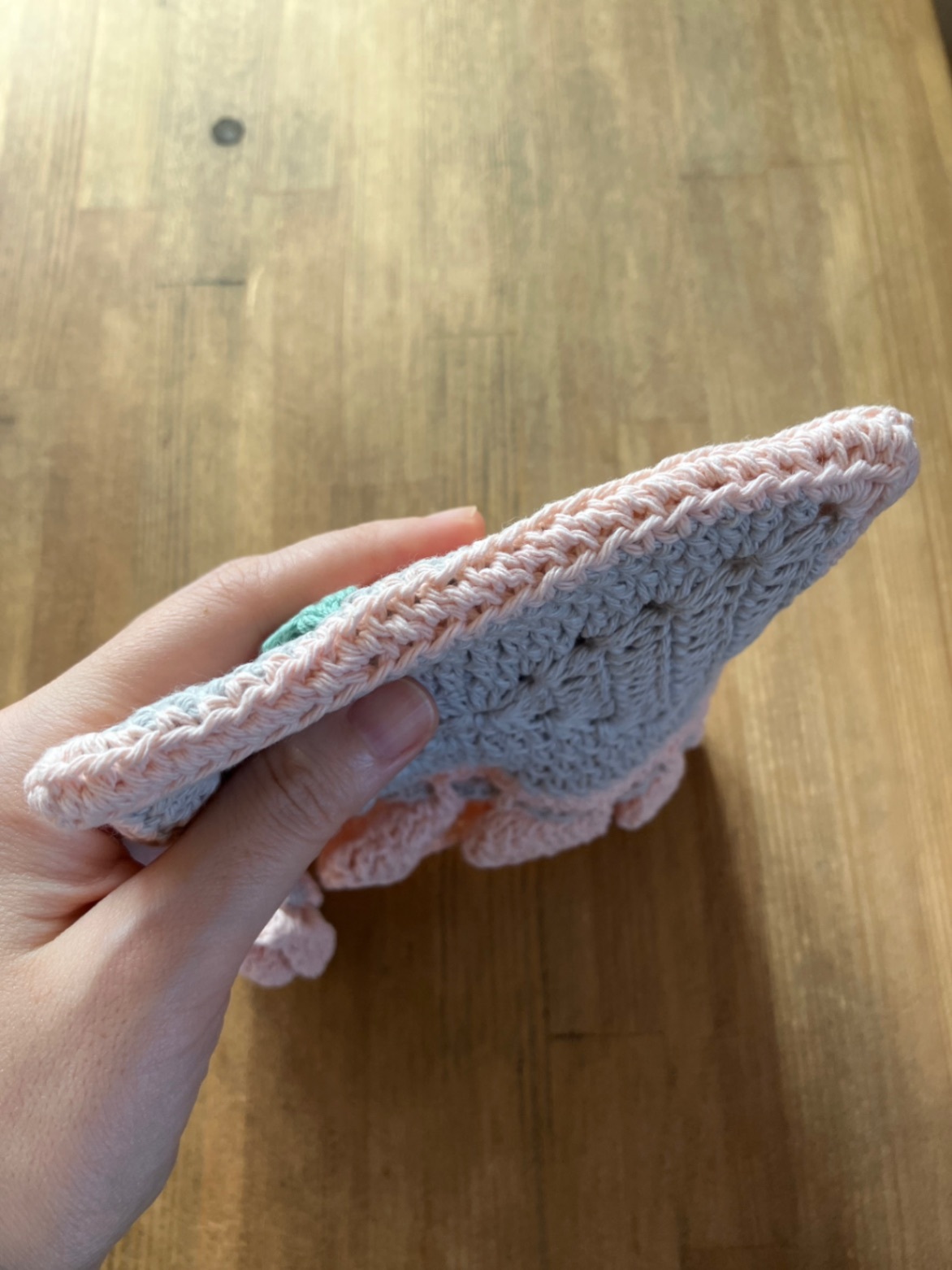ハンドメイド】バラモチーフの巾着 くすみピンク×グレー｜リベシティ
