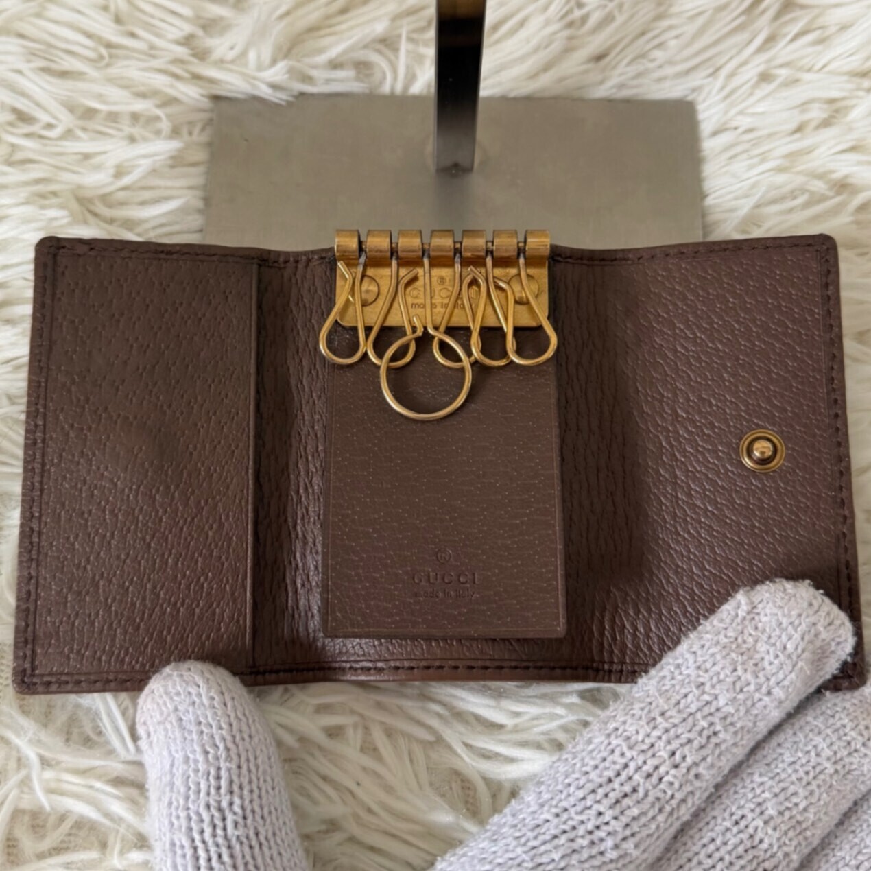 美品 グッチ オフィディア GG スプリーム シェリーライン 6連 キー