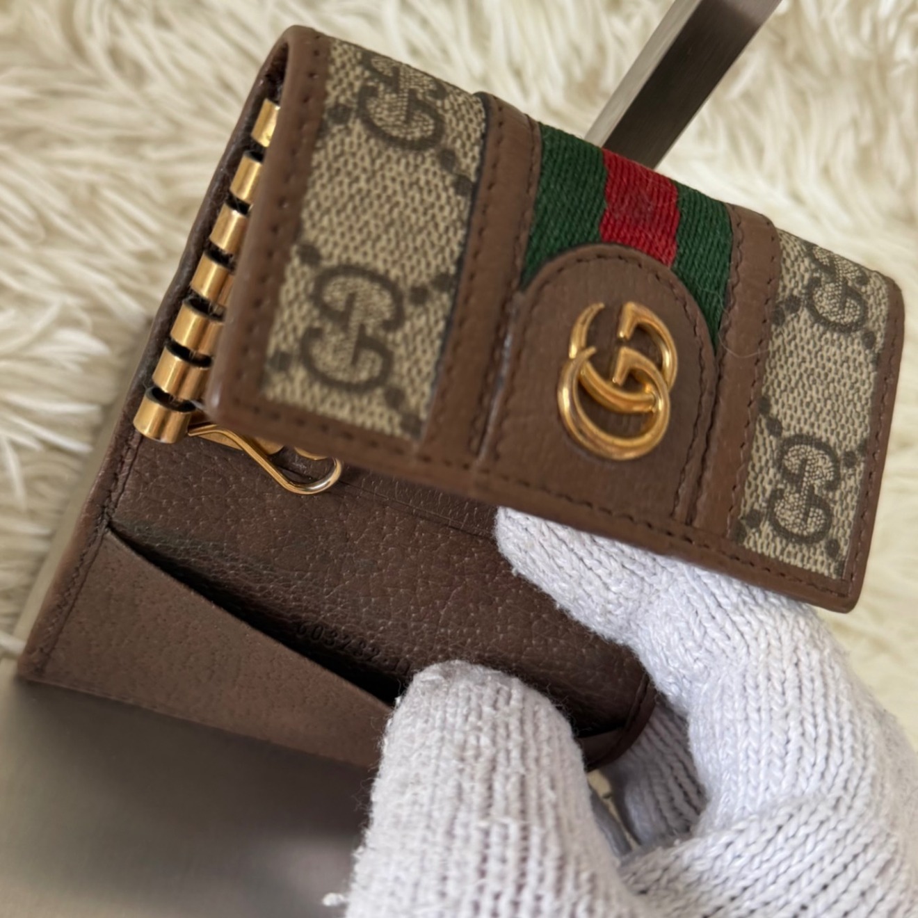 美品 グッチ オフィディア GG スプリーム シェリーライン 6連 キー