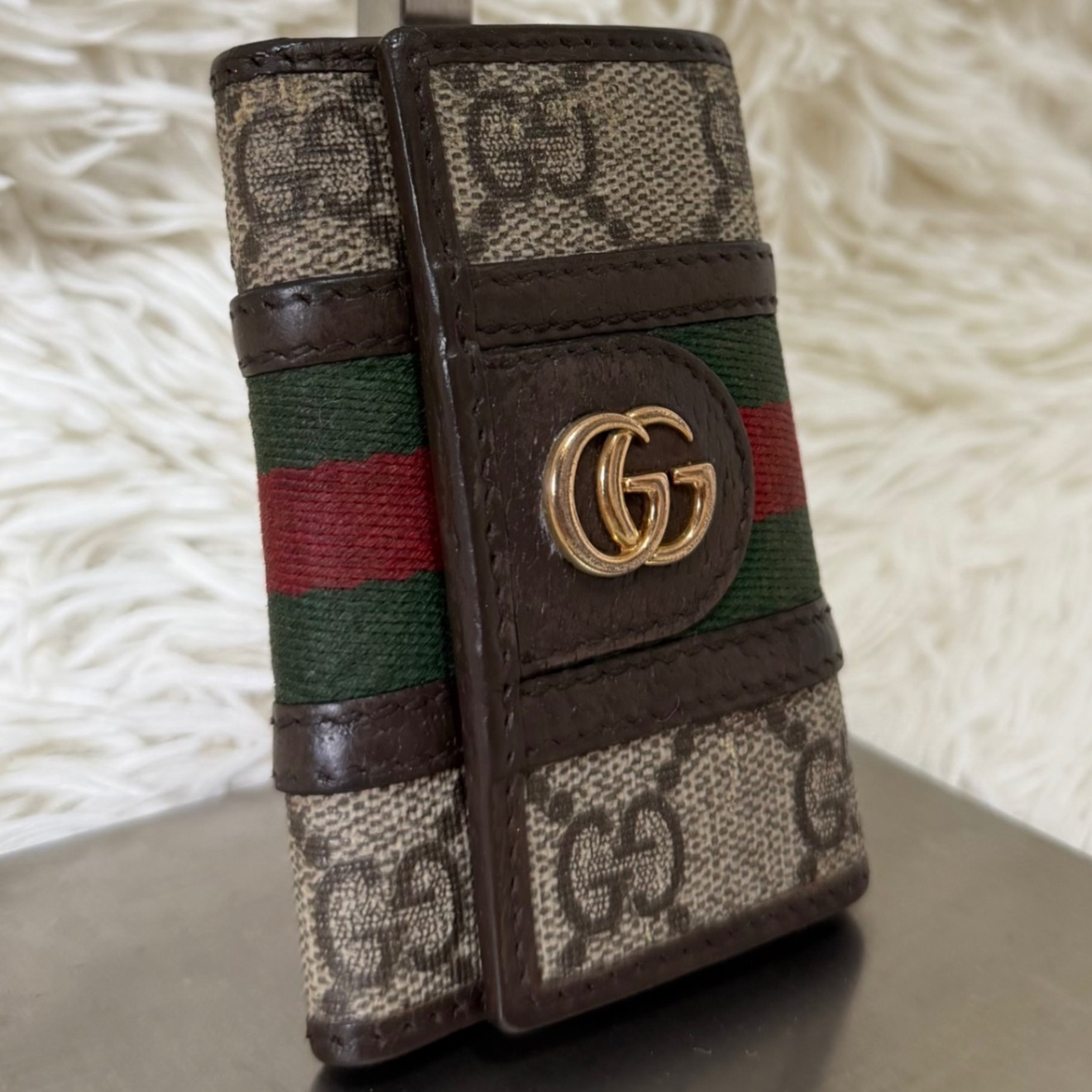 極美品　GUCCI グッチ　キーケース　GG柄　シェリーライン　金具　ブラウン 希少 グッチ オフィディア GG スプリーム シェリーライン 6連 キー