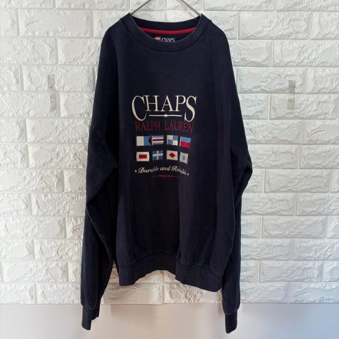 CHAPS RALPH LAUREN フラッグ刺繍 スウェット L 紺