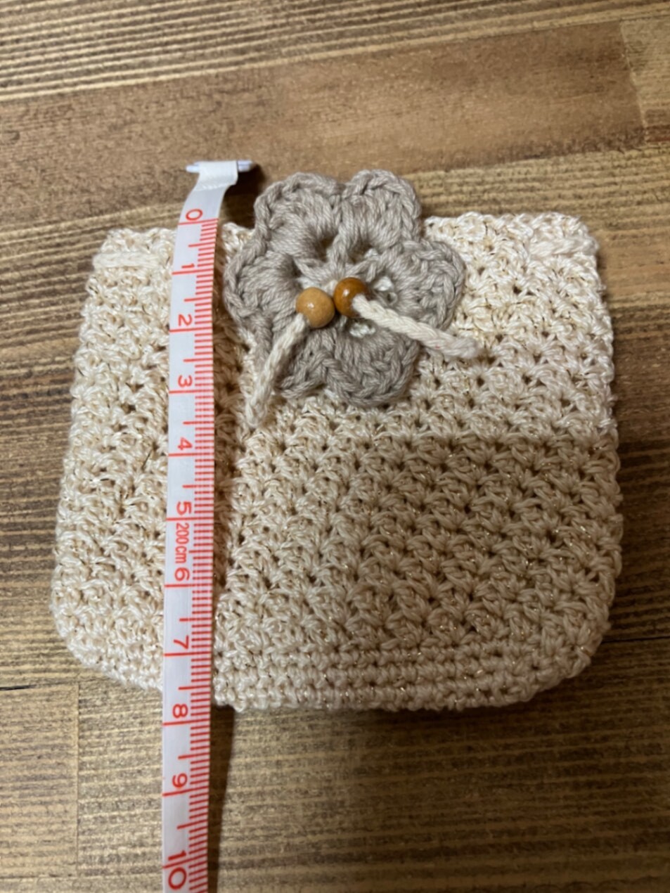 ハンドメイド】お花のミニ巾着 ベージュ×グレー｜リベシティフリー