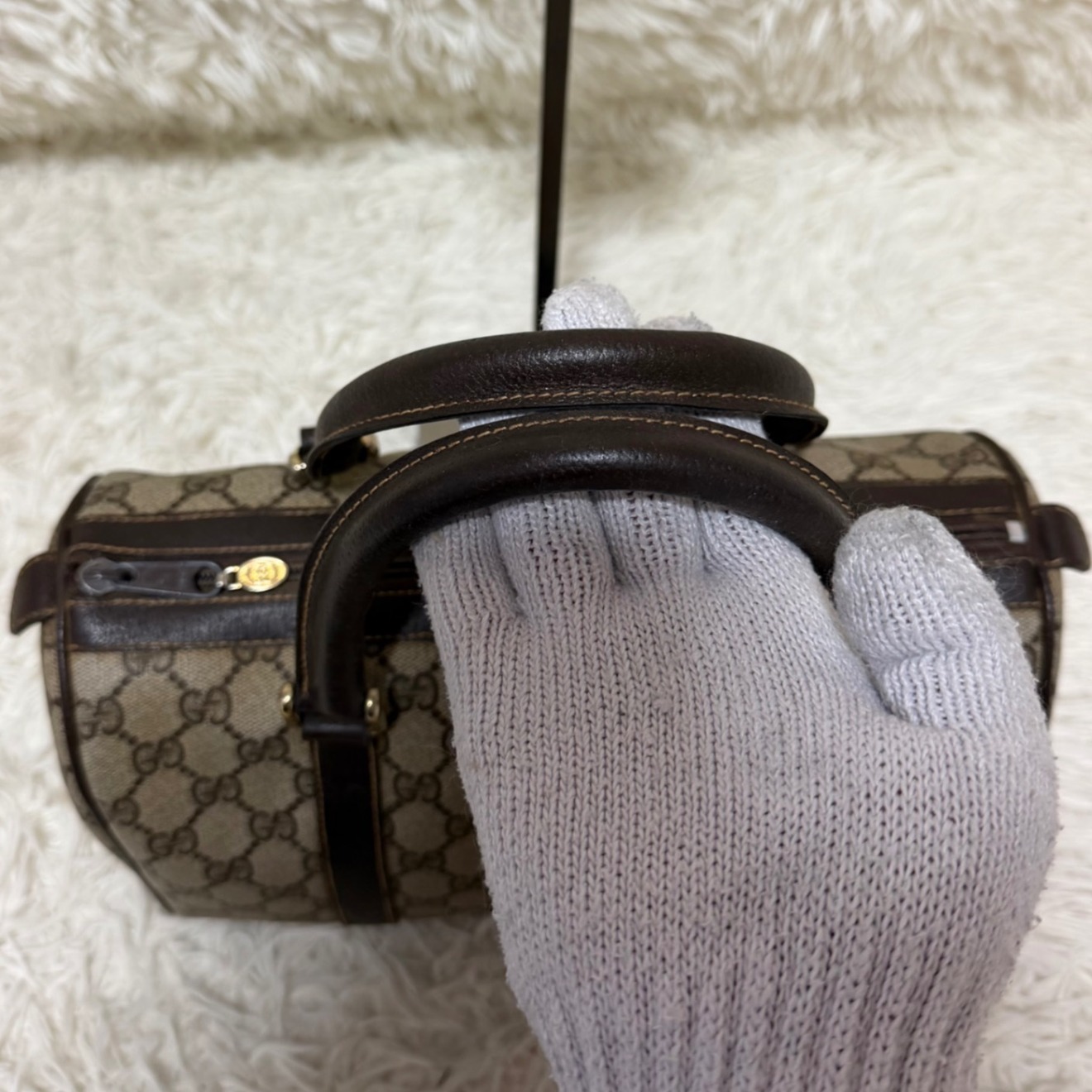 希少 グッチ ボストンバック シェリーライン GG レザー キャンバス pvc 