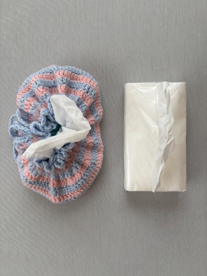 【ハンドメイド】手編みティッシュケース☺︎ 巾着型