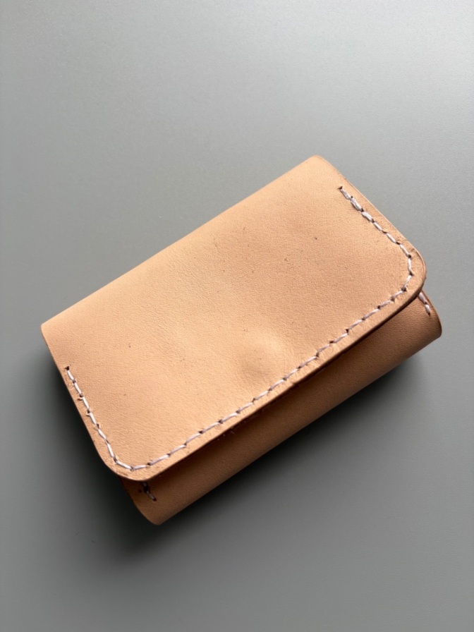 【試作品】手縫い本革コンパクト財布｜ヌメ革 ナチュラル お札・小銭・カード収納 コンパクト財布
