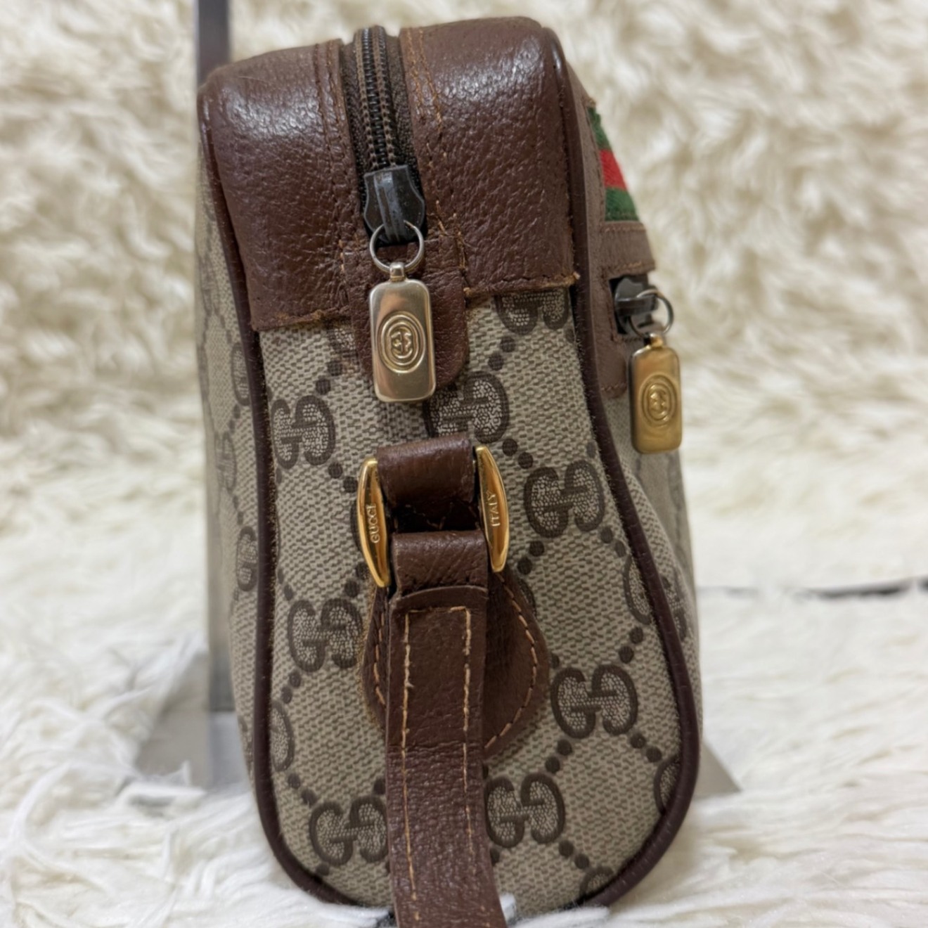 希少 レア オールド グッチ GG金具 レザー ショルダーバッグ シェリー