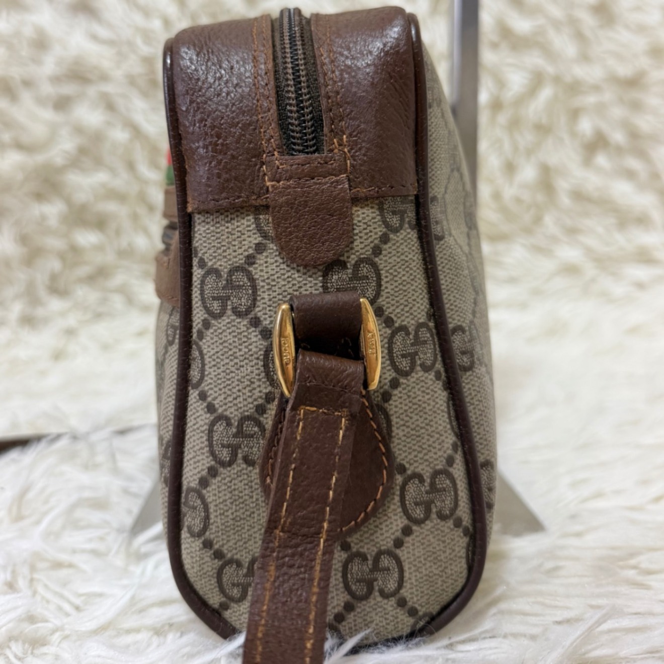 希少 レア オールド グッチ GG金具 レザー ショルダーバッグ シェリー