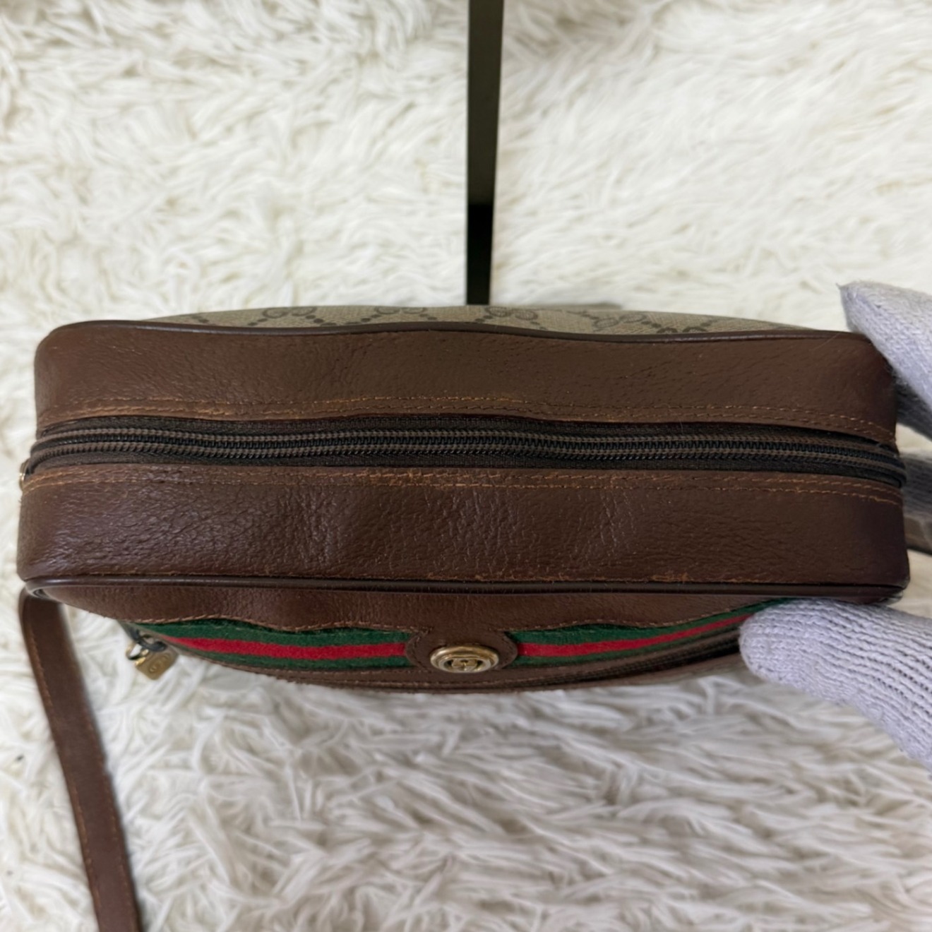 希少 レア オールド グッチ GG金具 レザー ショルダーバッグ シェリー