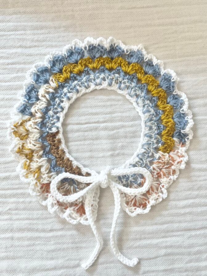 ハンドメイド つけ襟 スタイ かぎ針編み マルチカラー