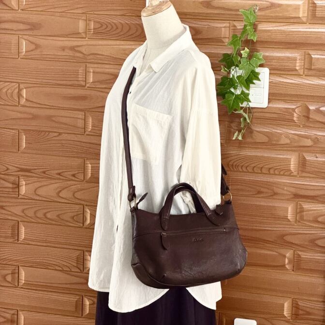 レザーリペア仕上 Dakota ダコタ 2WAY ショルダーバッグ こげ茶 本革