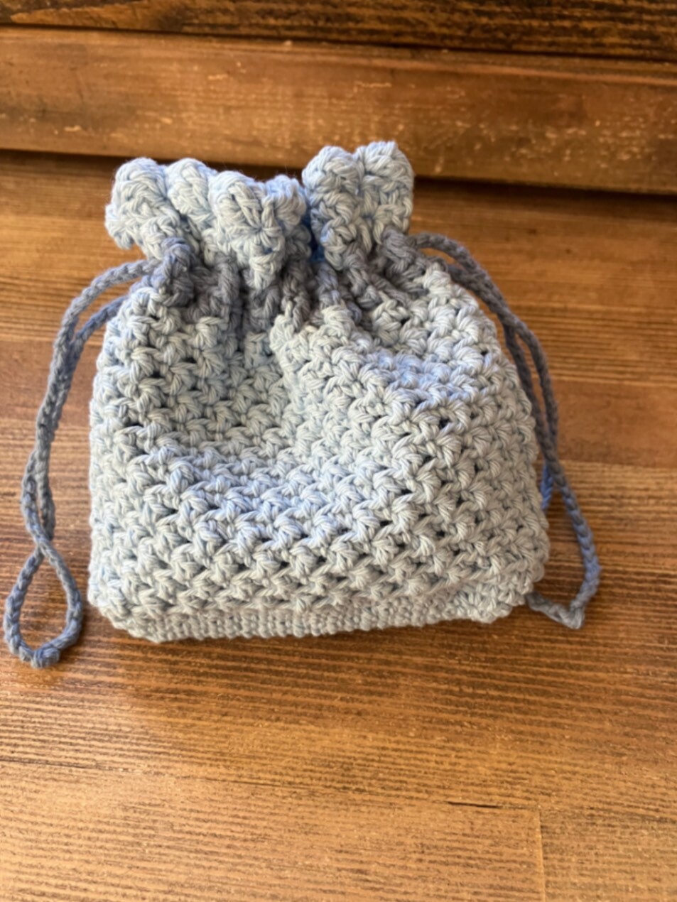 模様編み 巾着 ミニバッグ ブルー ハンドメイド 結婚式 パーティー ハンドメイド】ミニ巾着 ブルー｜リベシティフリーマーケット