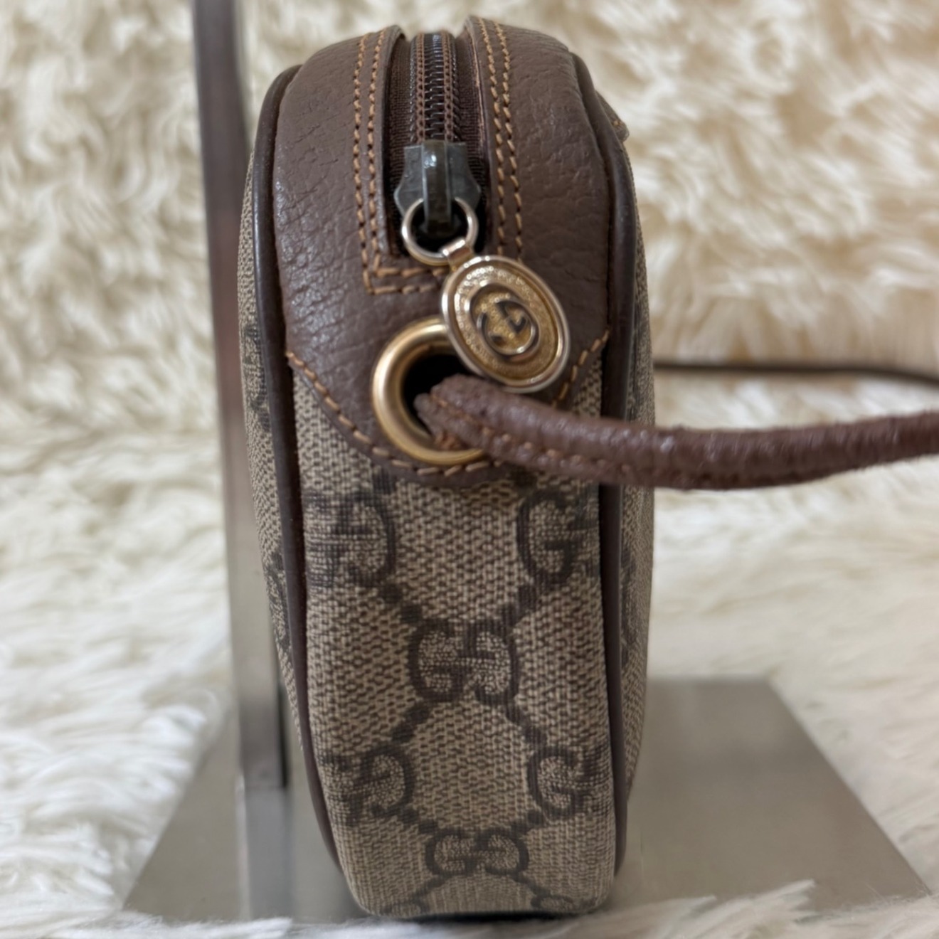 希少 グッチ シェリーライン GG キャンバス レザー ショルダーバッグ