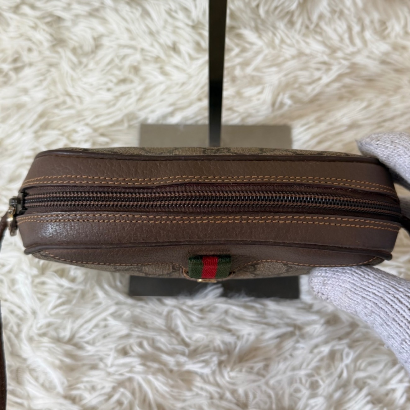 希少 グッチ シェリーライン GG キャンバス レザー ショルダーバッグ