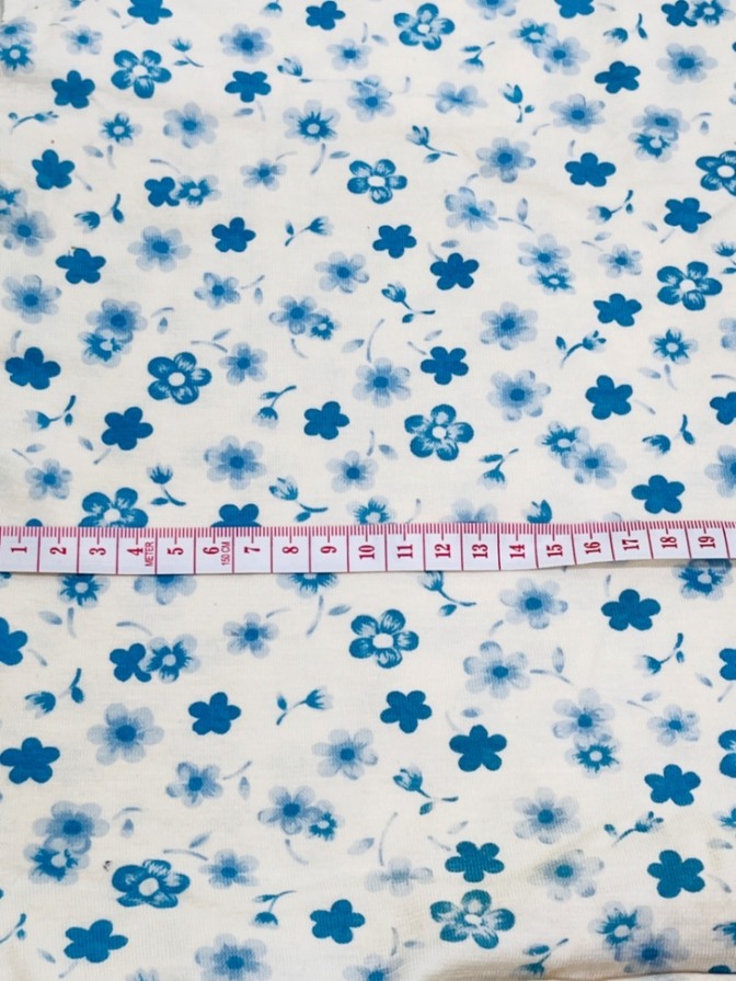 花柄 ニット生地 天竺ニット ブルー系 約160×100cm 