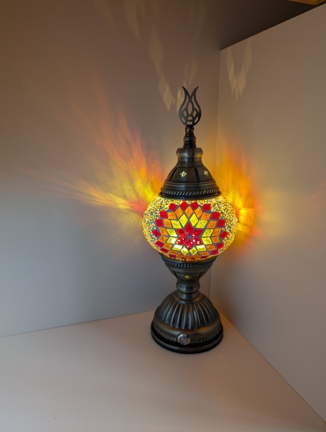 ハンドメイド】クリスマス柄◇トルコランプ◇ハイスタンドタイプ S