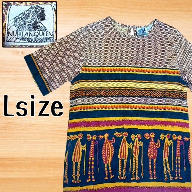 ✨匿名対応✨ Tシャツ 総柄 エスニック 半袖 Lサイズ