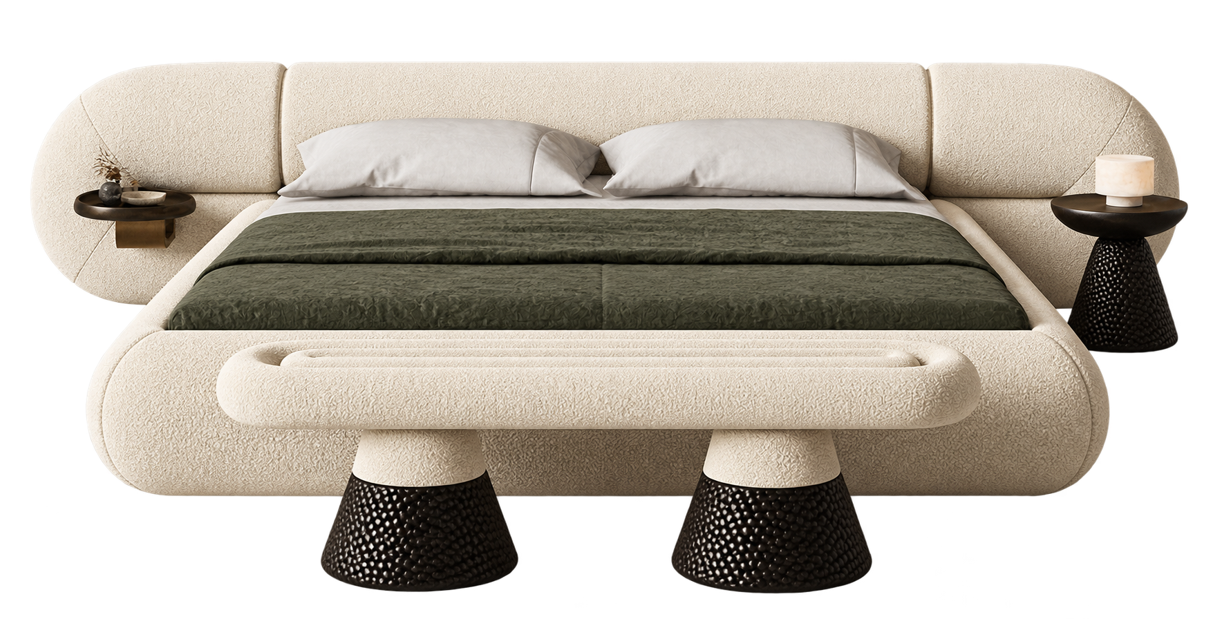 Sculptural Boucle Bed 3D Model — Free Download | FurniMesh