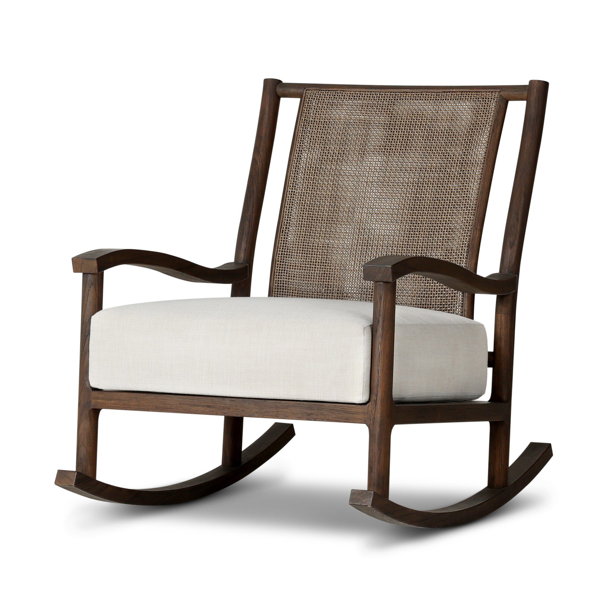 Dark Wood Cane Rocking Chair 3D Model — Free Download | FurniMesh