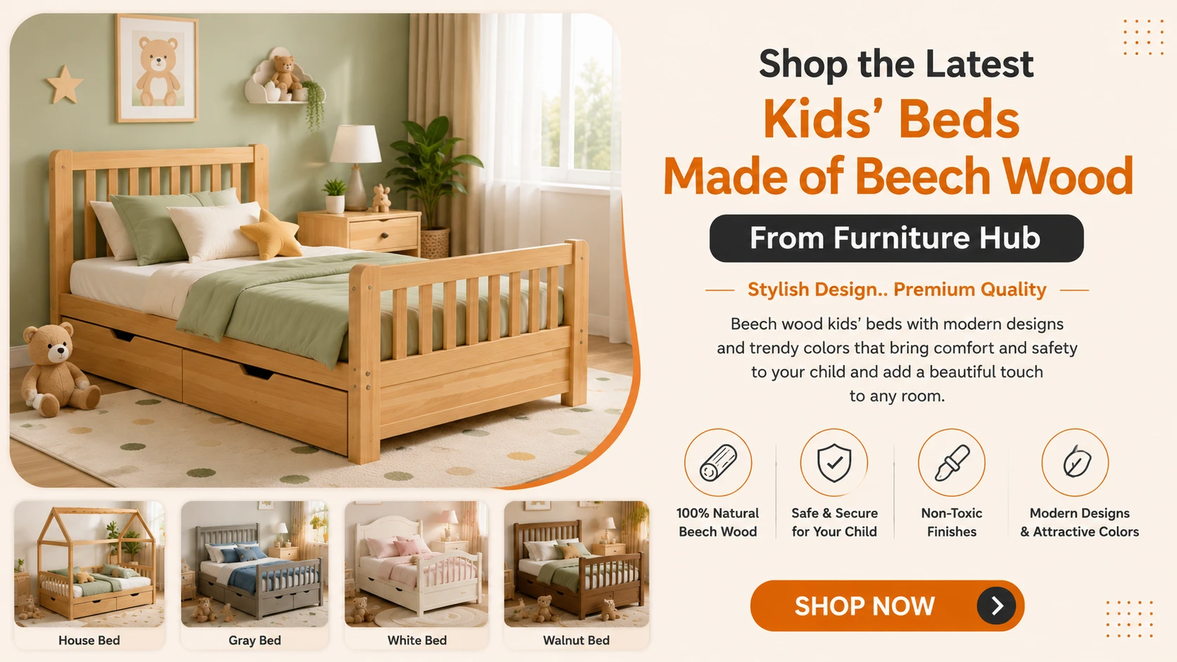 Shop The Latest Designs Of Beech Wood Childrens Beds From Furniture Hub