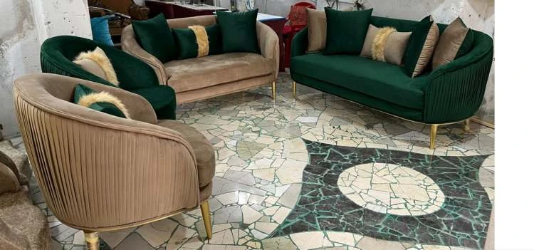 Mint green sofa in beige provided by Furniture Hub