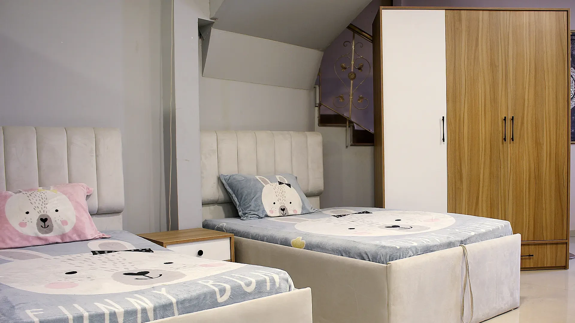 Childrens Bedroom Prices with Two Separate Beds and a Sliding Wardrobe