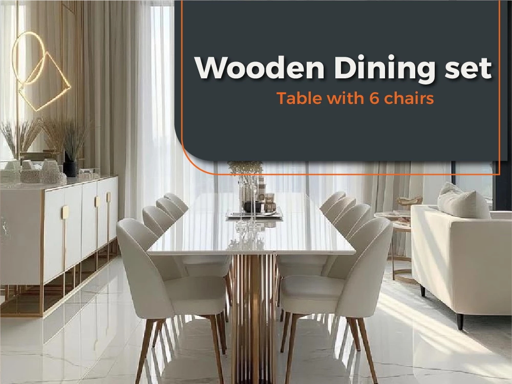 A Regular Dining Room A Table and 6 Wooden Chairs