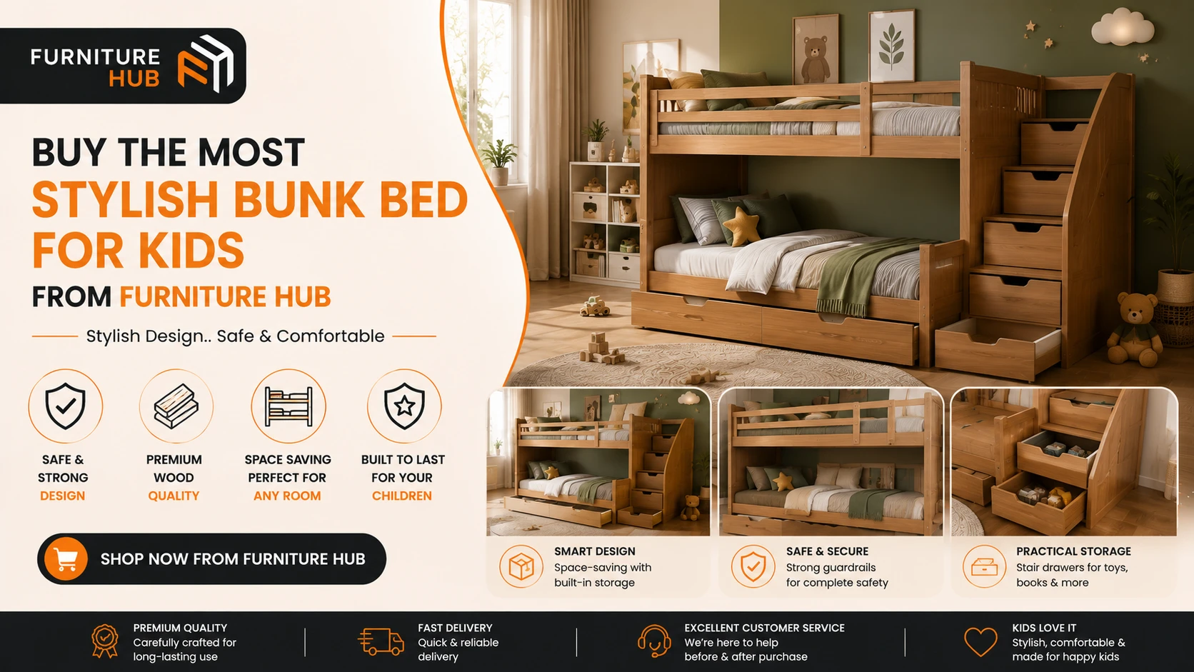 Buy The Most Stylish Bunk Bed For Kids From Furniture Hub