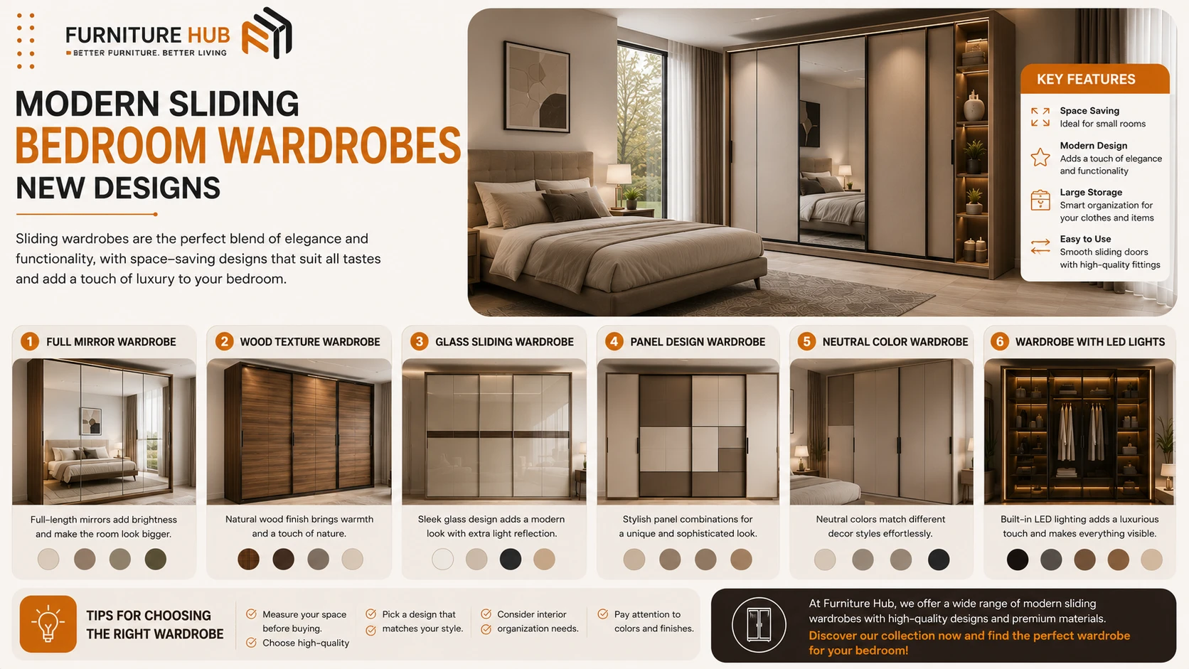 New designs for modern sliding door bedroom wardrobes
