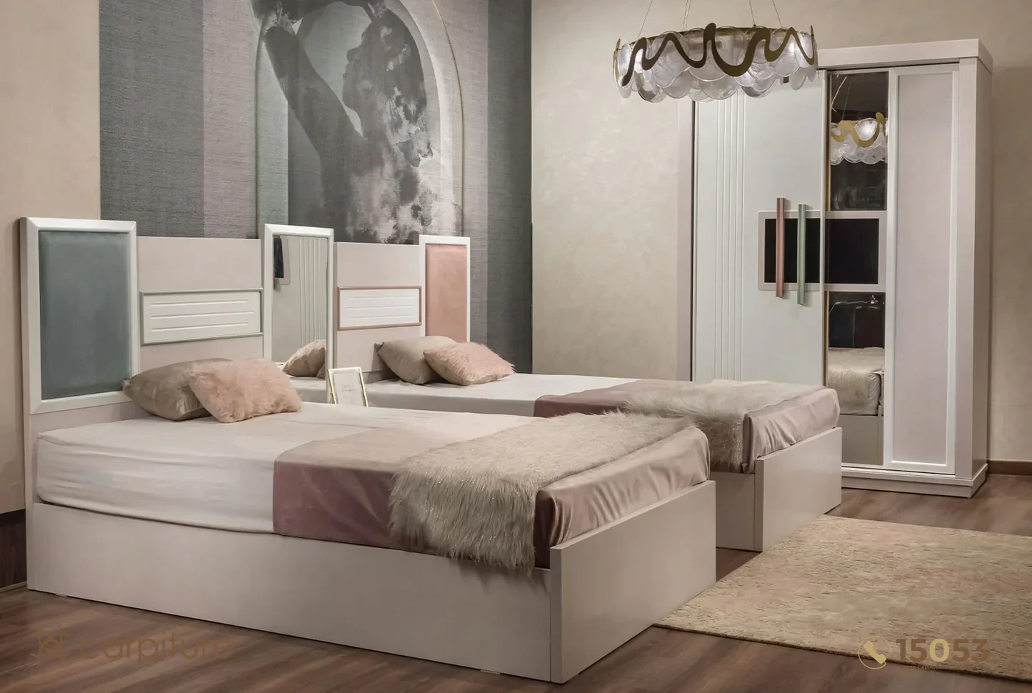 Childrens Bedroom Prices with Two Separate Beds and a Sliding Wardrobe