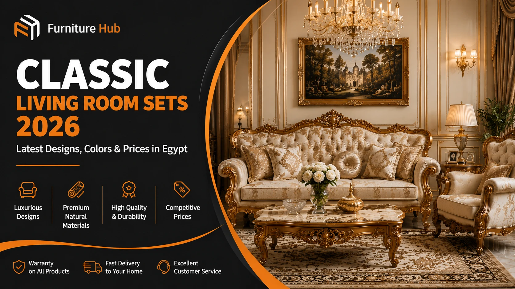 Classic Living Room Sets 2026 | Latest Designs, Colors, and Prices in Egypt
