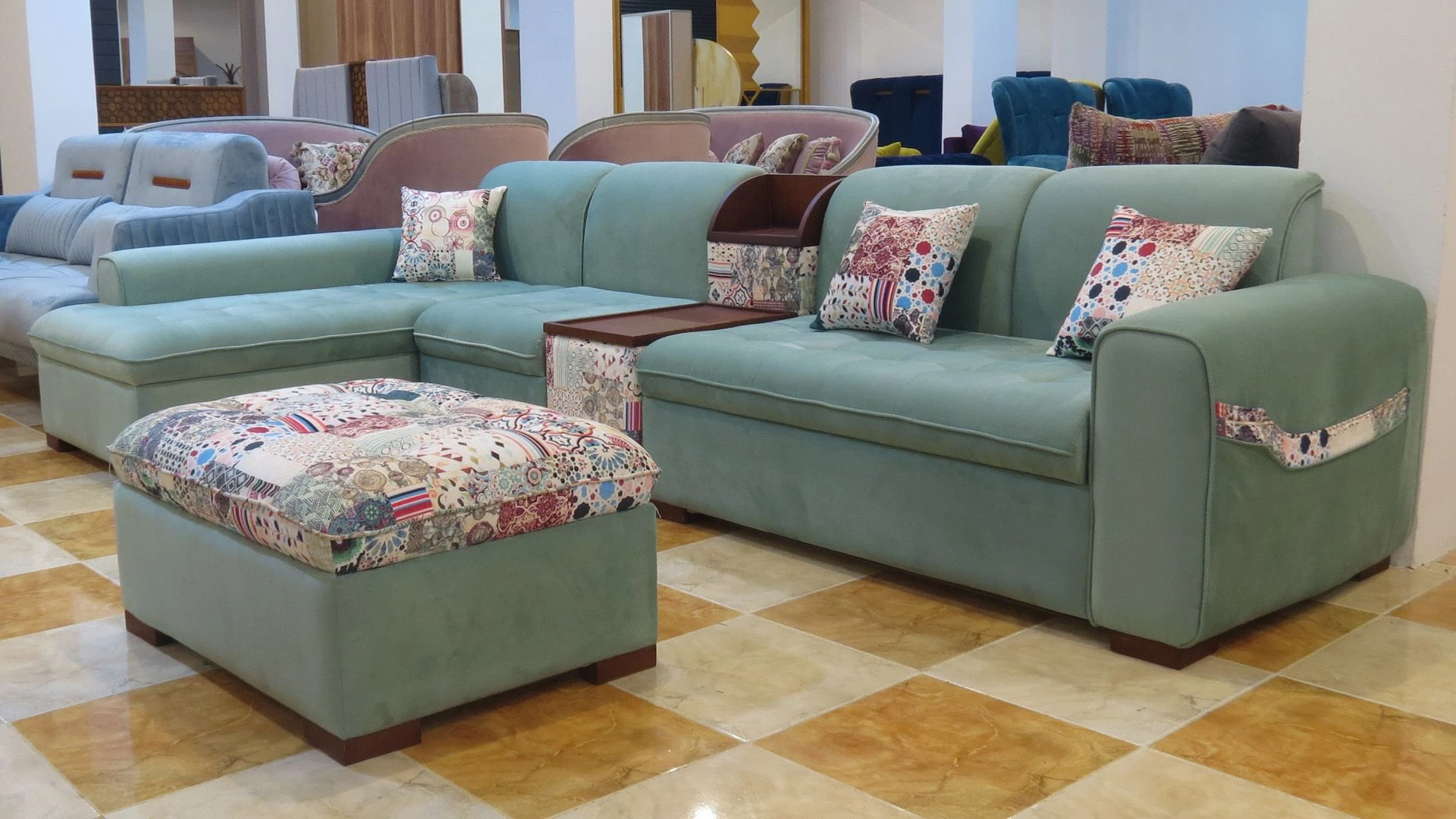 Buy now the Mint Green living room at Cafe from Furniture Hub