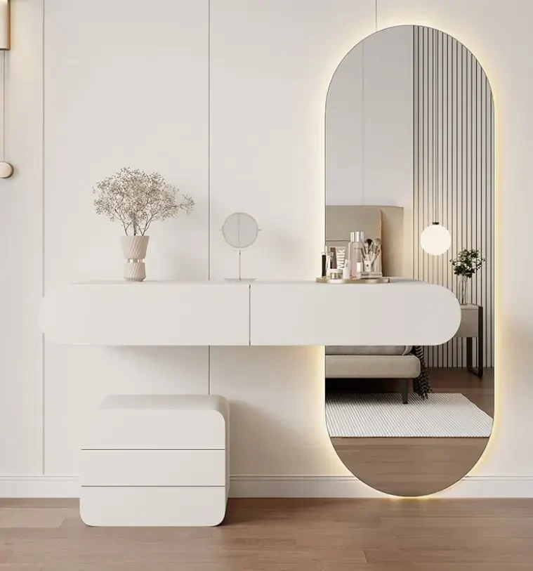 Modern bedroom vanities with contemporary LED lighting