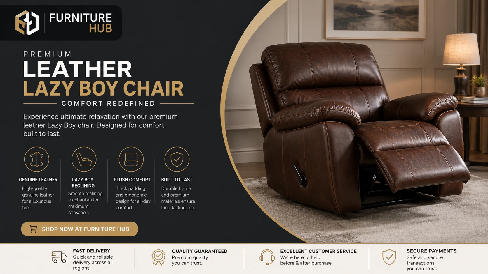 Lazy Boy Leather Chair by Furniture Hub