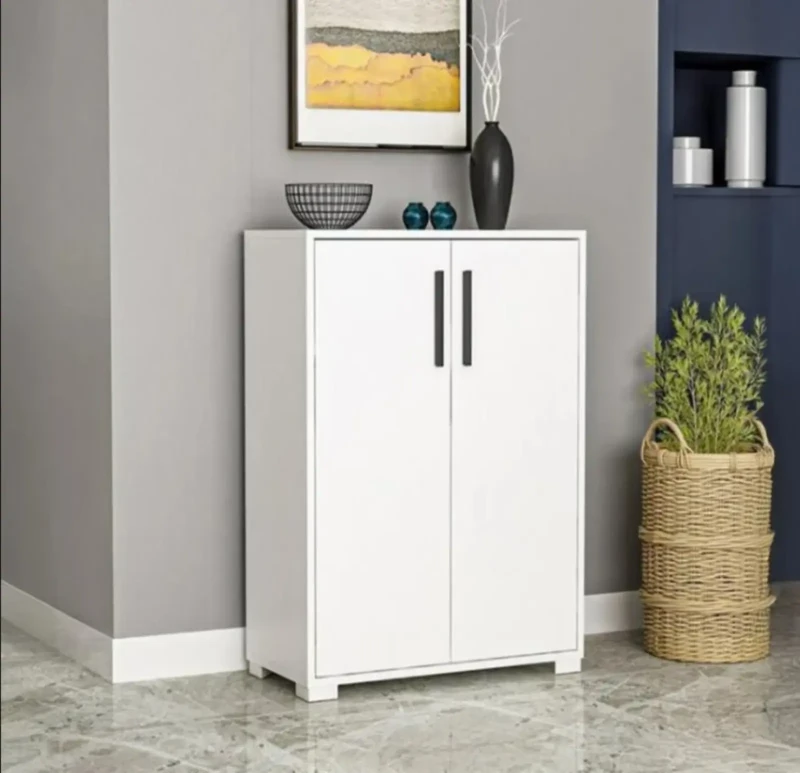 Modern 2 Leaf Shoe Cabinet | White