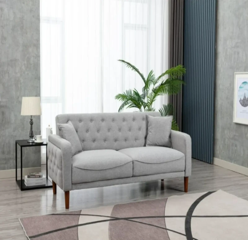 Modern Gray Linen Sofa