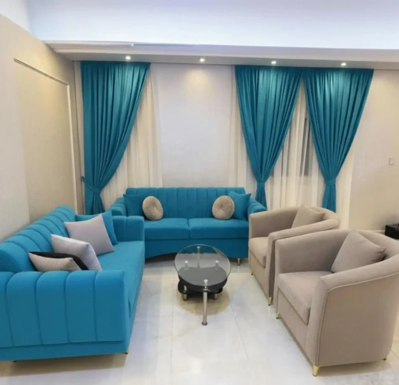 Modern Sofa Set Turquoise - Beige